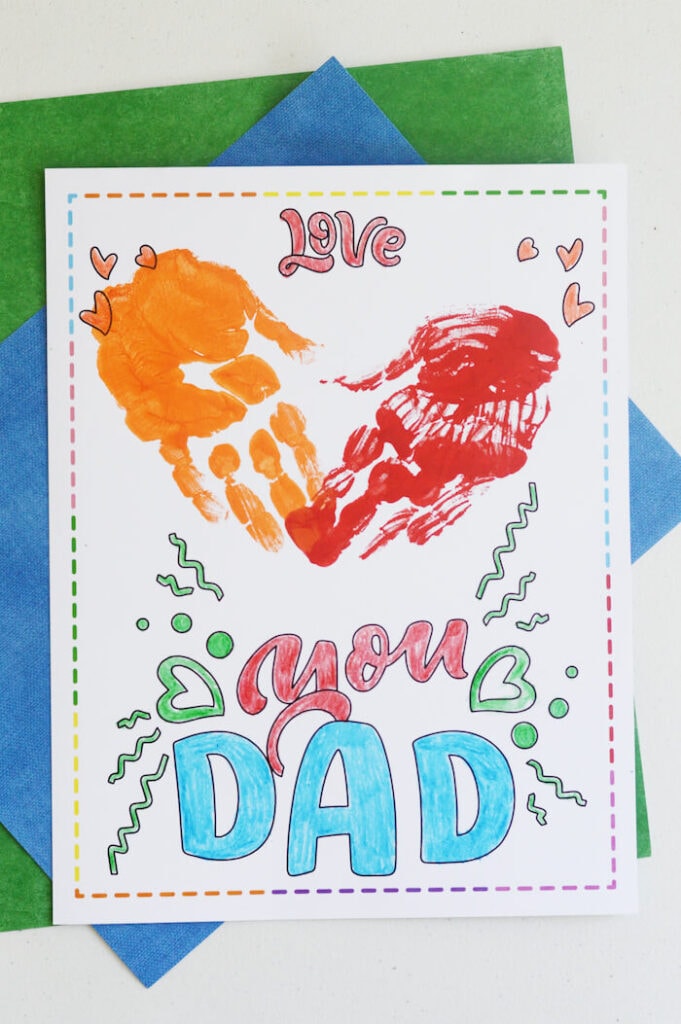 Fathers Day Gift From Toddler Printable Handprint Card Love 