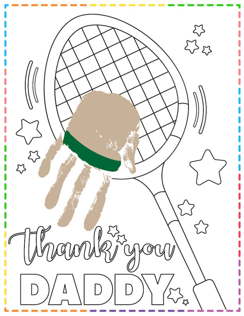 tennis racquet handprint art sheet