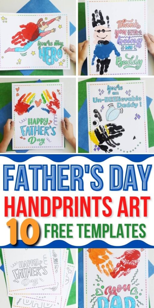 Father's Day handprints art free printable templates