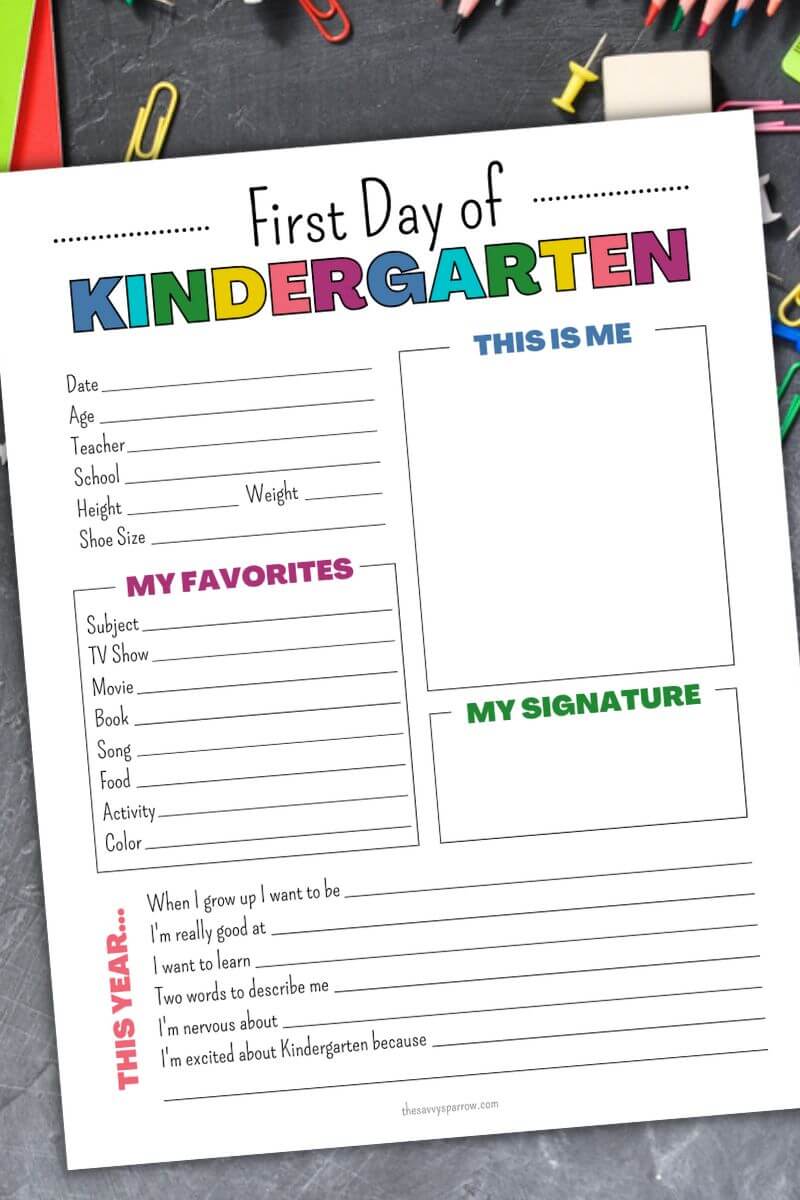 Free Printable First Day of School Interview for Kids PreK to 12th Grade