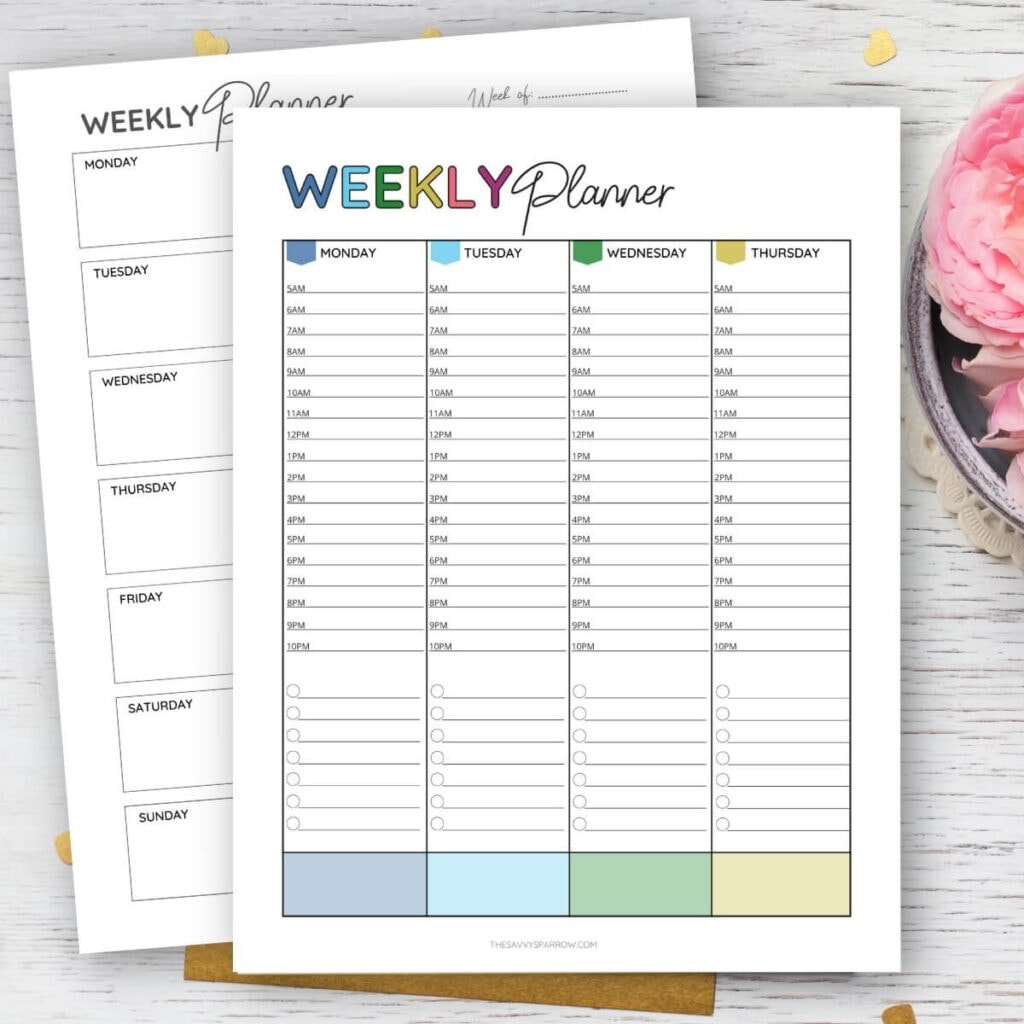 weekly planner printable templates
