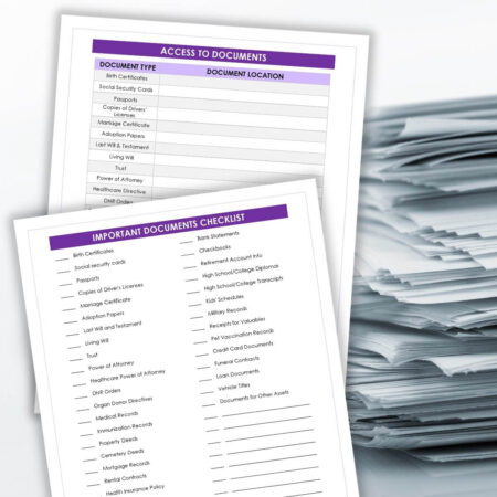PDF checklist of important papers and documents to keep