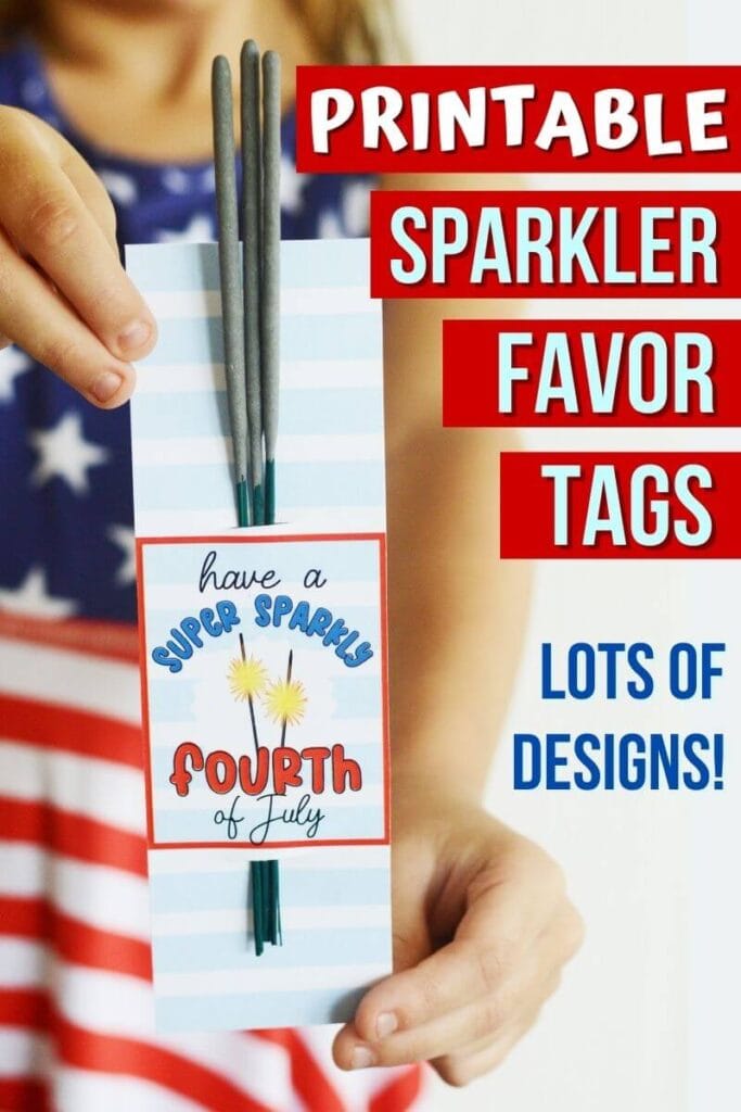 July 4th sparkler gift tags for party favors