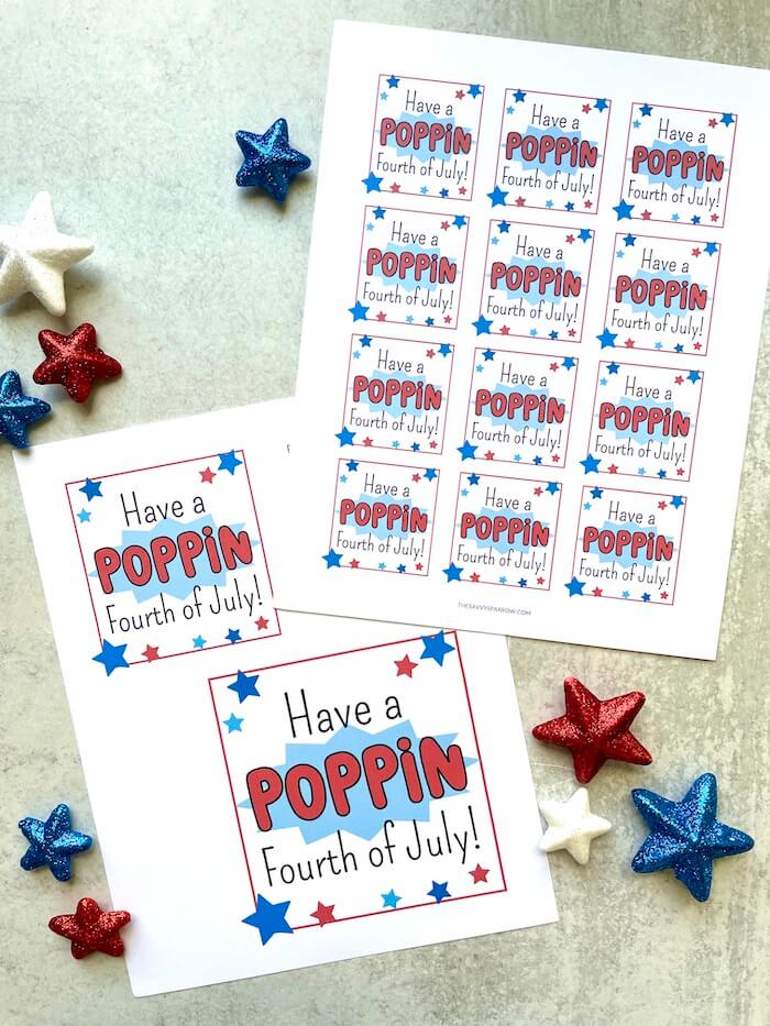 free printable July 4th party favor tags
