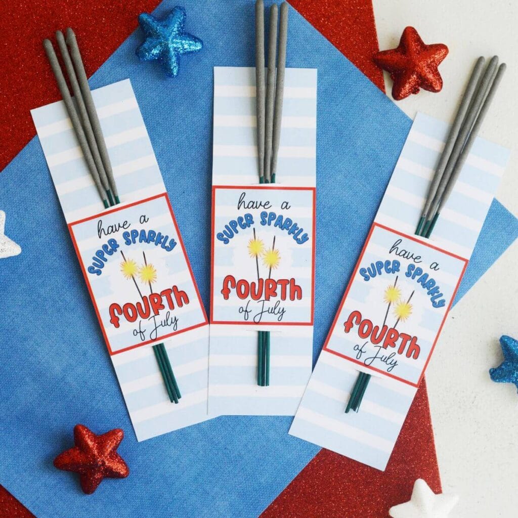 July 4th sparkler tags with sparklers party favors