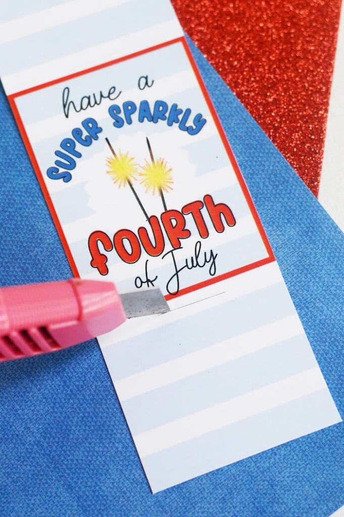 cutting a sparklers tag with a craft knife