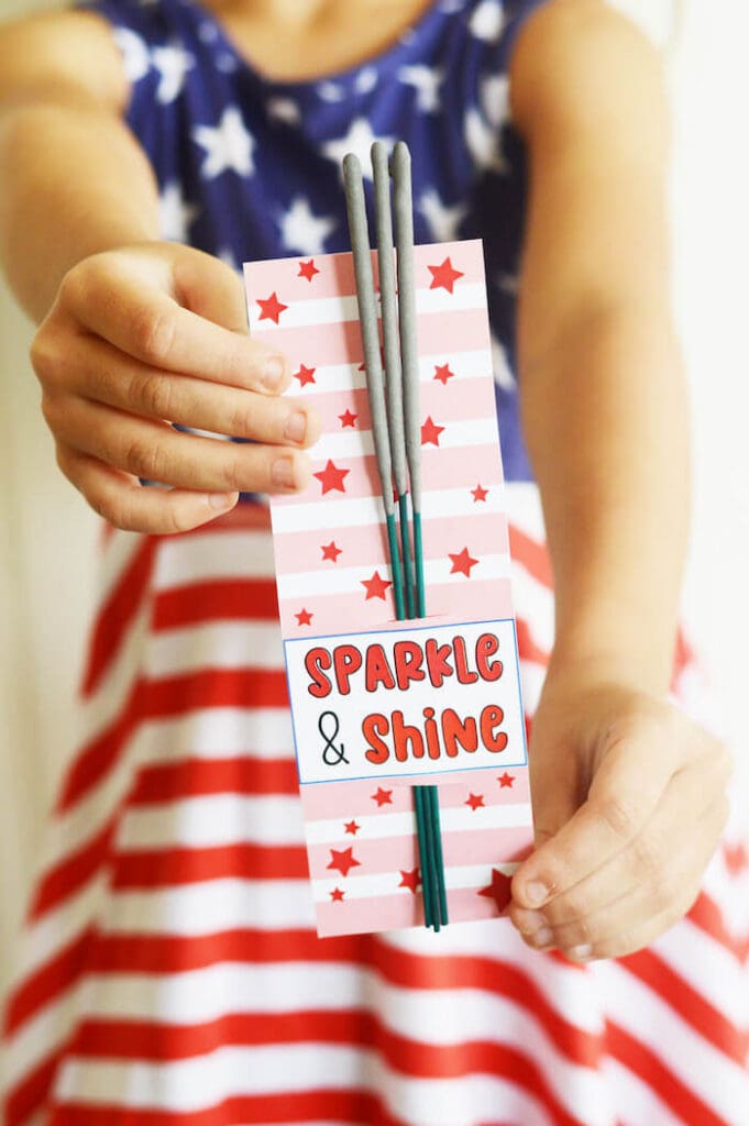 long printable sparklers tag that says sparkle and shine
