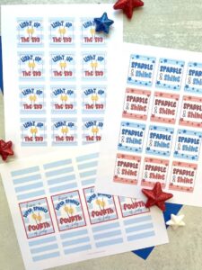 Printable 4th of July Sparkler Tags for Patriotic Party Favors