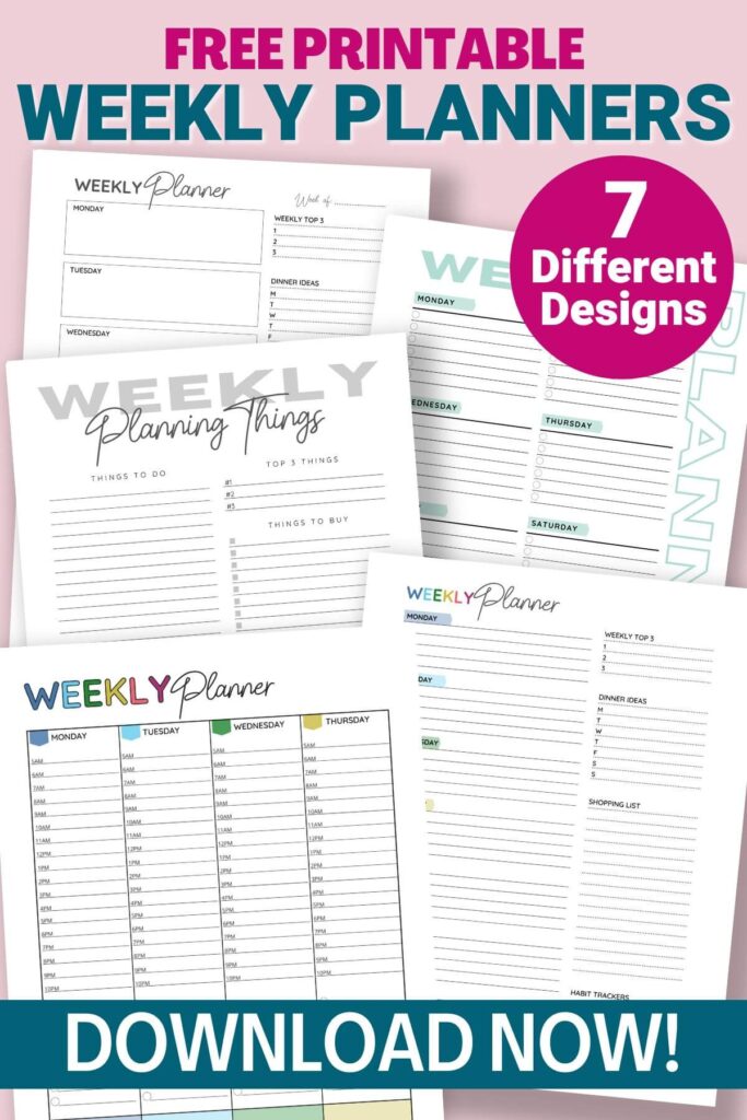 7 free printable weekly planner templates