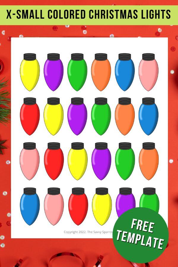 extra small multicored Christmas lights template