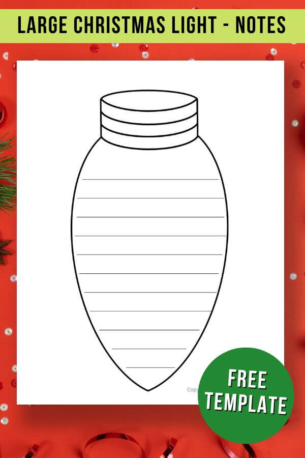 Christmas light outline template with lines for writing