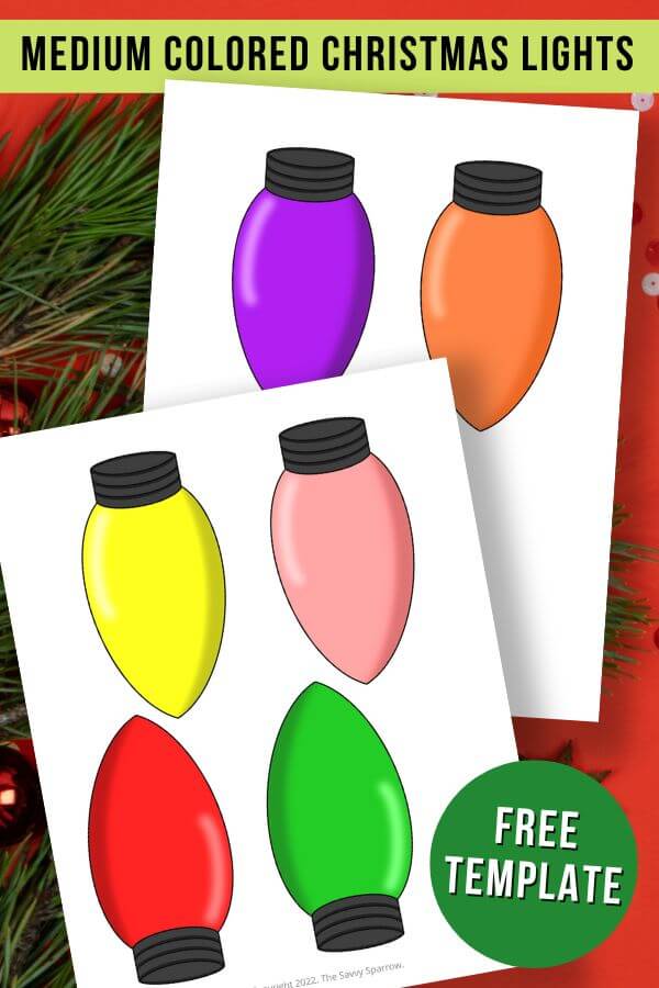 medium sized colored Christmas lights template