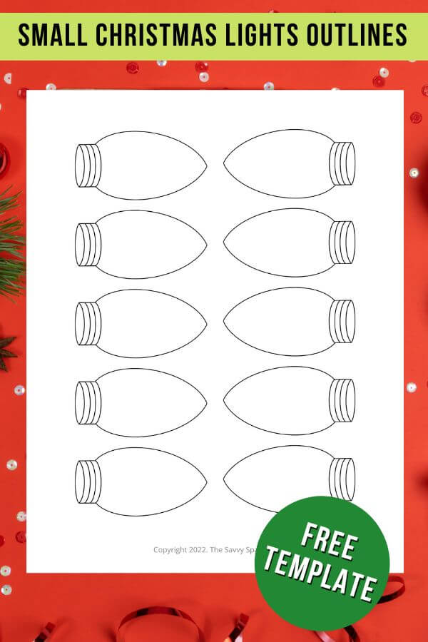 10 per page outline of Christmas light bulbs
