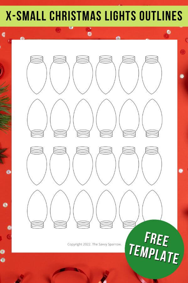 extra small Christmas light bulb template PDF