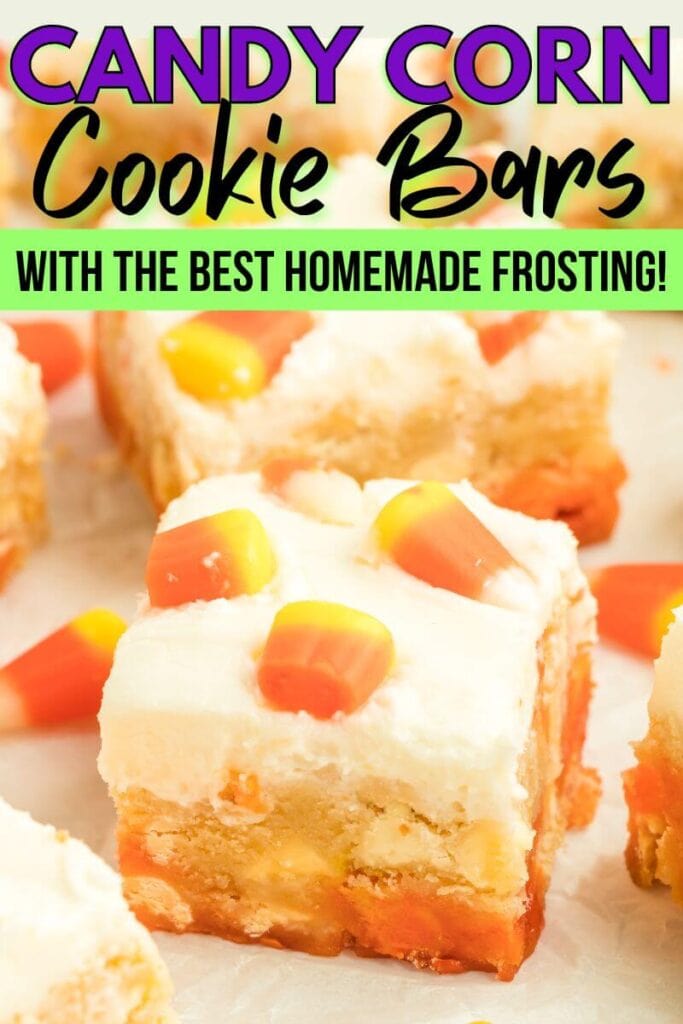 candy corn cookie bars with homemade frosting