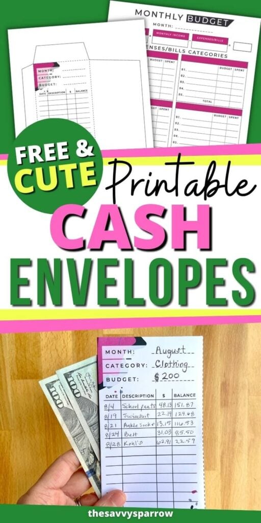 free printable cash envelopes collage