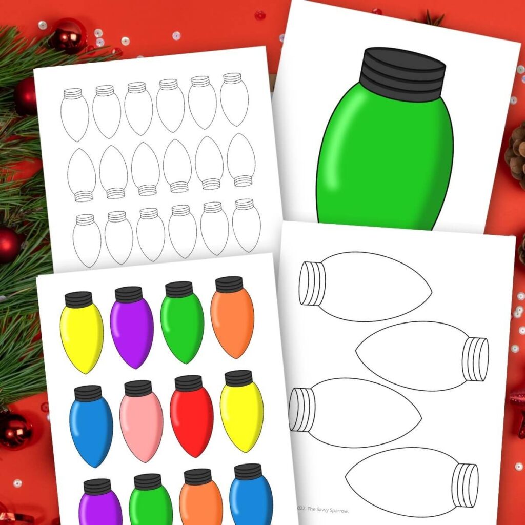 Free Christmas Light Template Printable for Crafts Garlands Etc