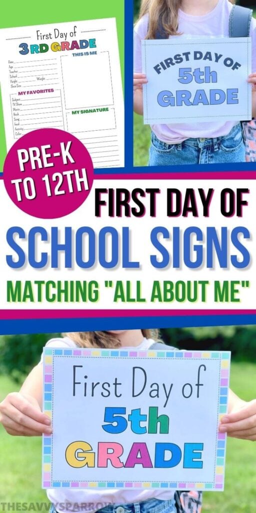 free printable first day of school signs