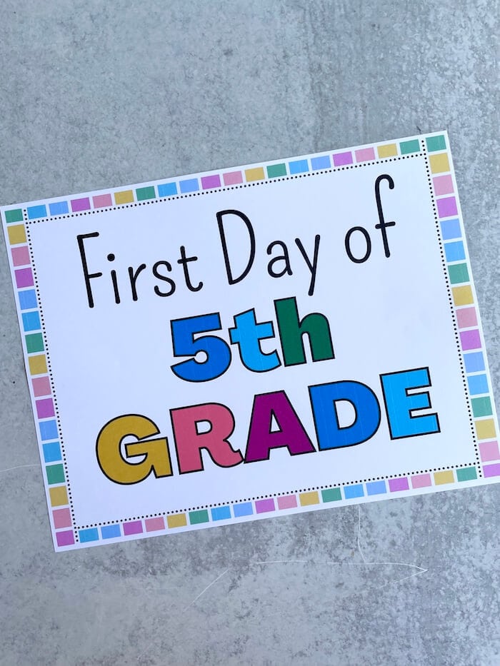 printable colorful first day of school sign