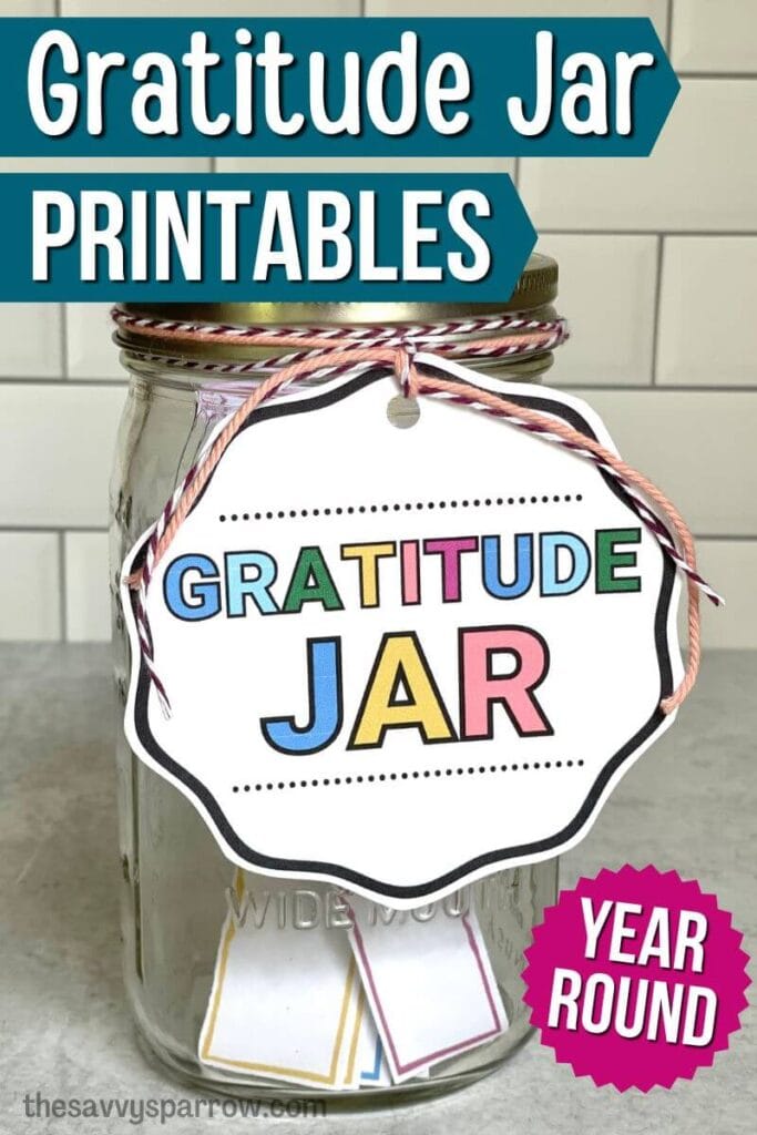DIY gratitude jar made with printable templates