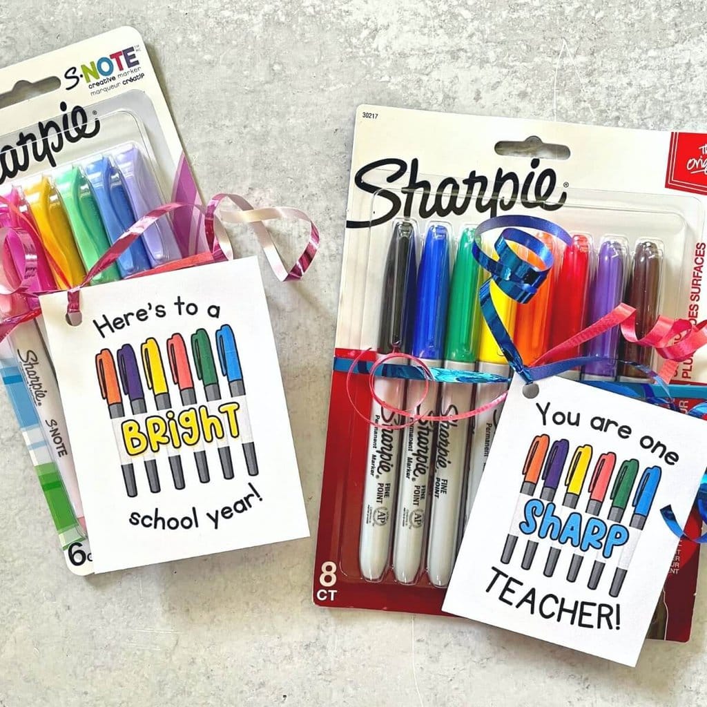 Easy Sharpie Marker Teacher Gifts With Free Printable Gift Tags