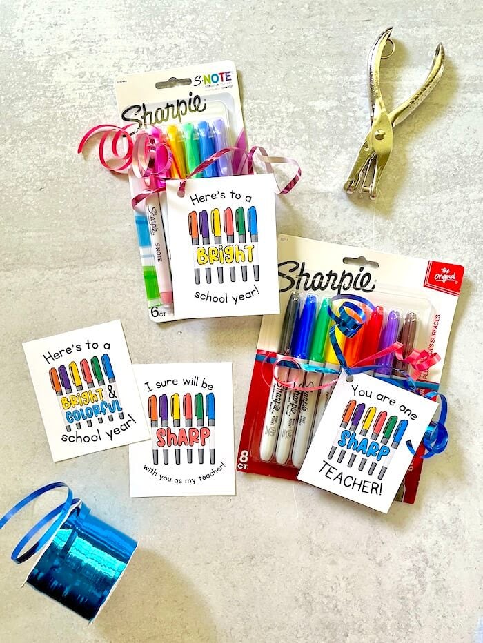 Sharpie teacher gifts with printable gift tags