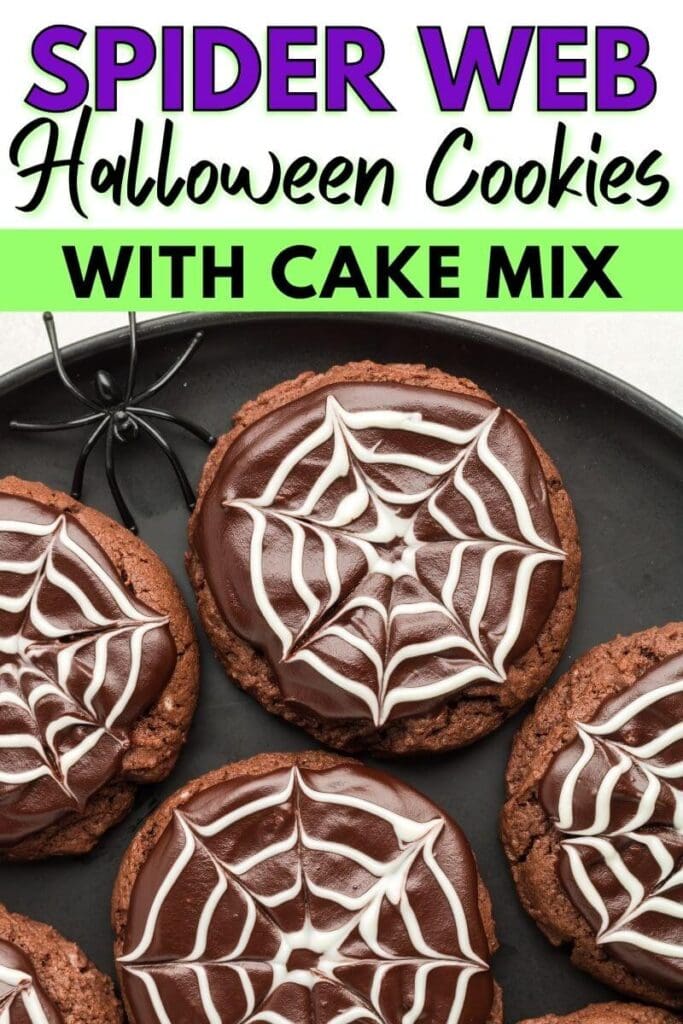 spider web Halloween cookies made with cake mix