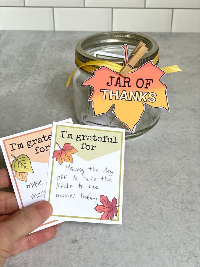jar of thanks for Thanksgiving