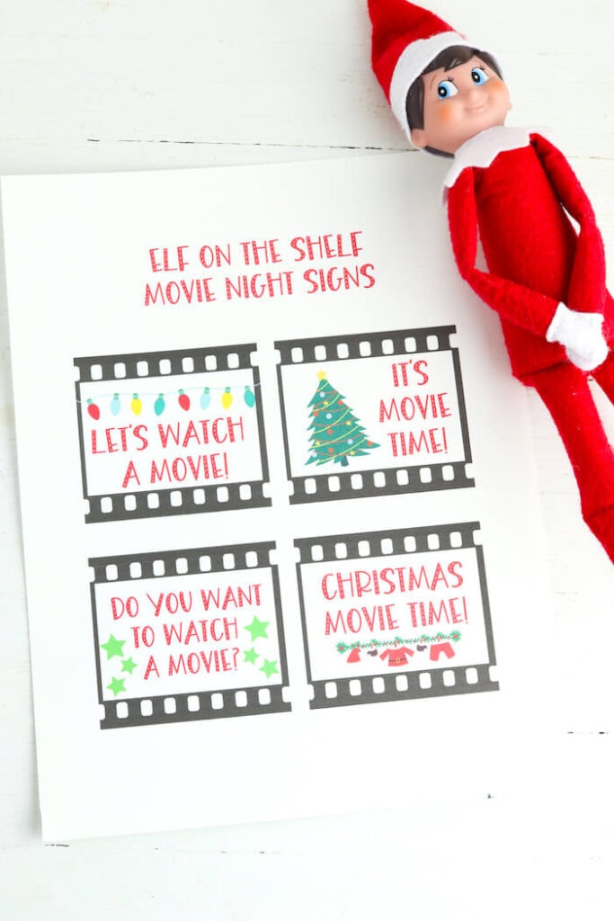 elf-on-the-shelf-movie-night-display-with-free-printables