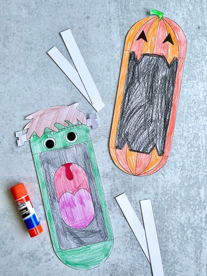 colored printable Halloween puppet templates