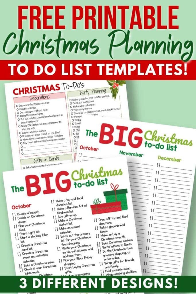 free printable Christmas planning to do list templates