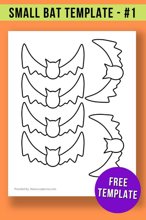 small bat pattern printable with 6 bats