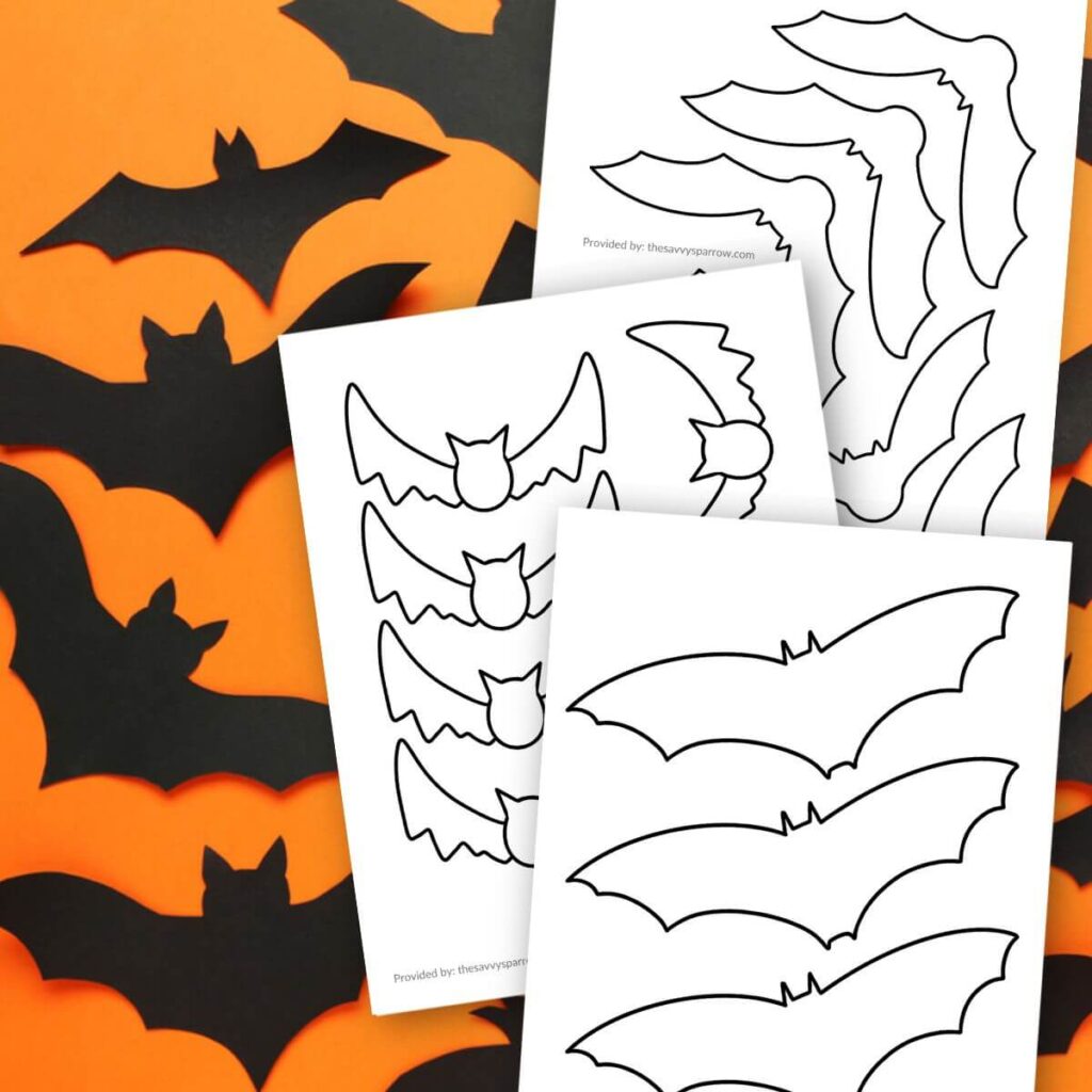 bat template printable PDF and black bat cut outs