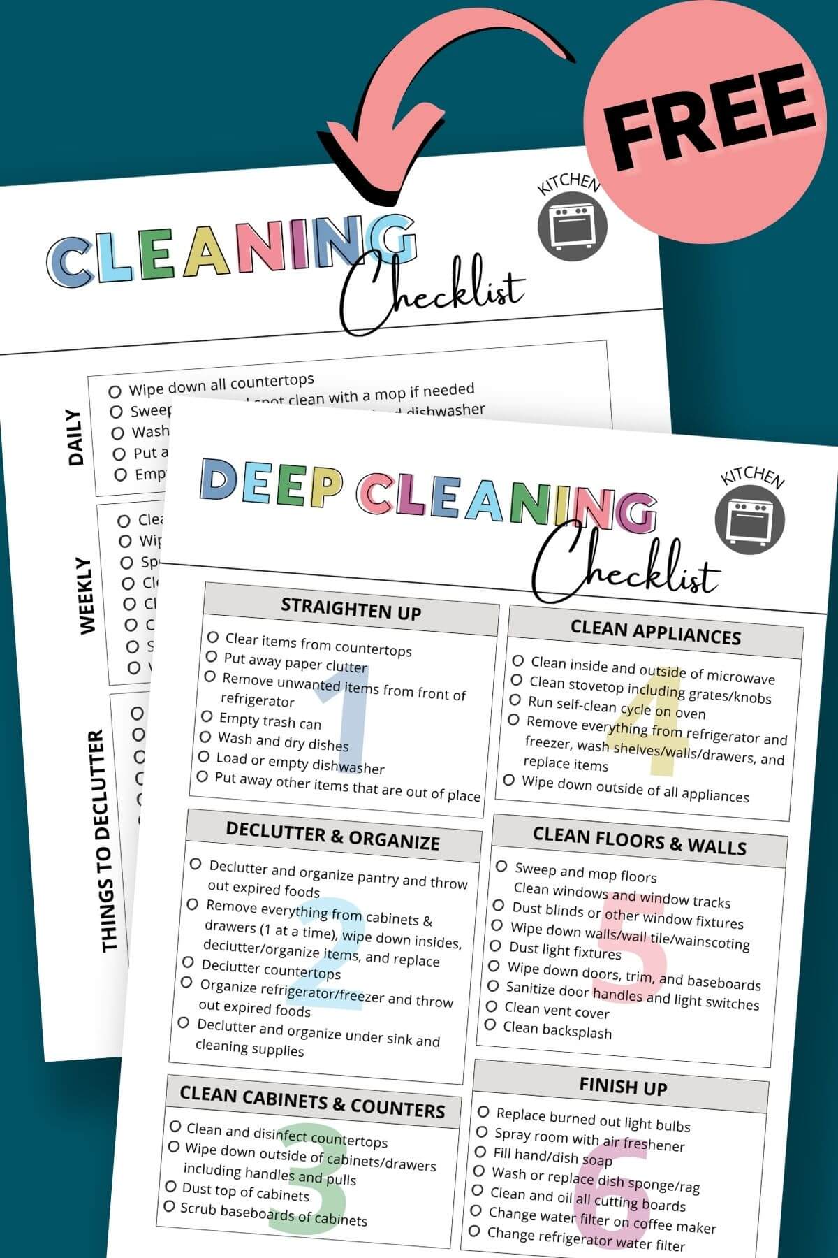 free printable kitchen cleaning checklist