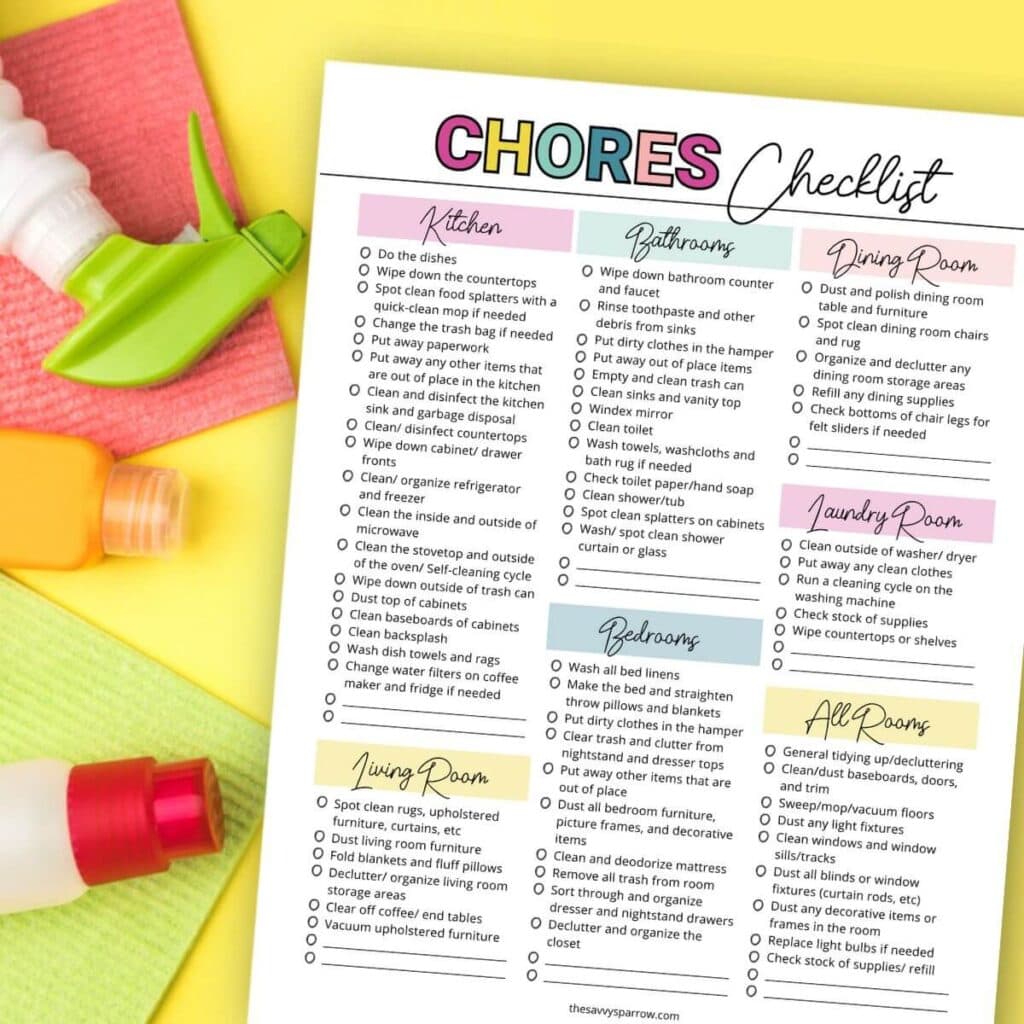 household chores list