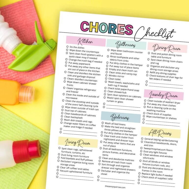 household chores list