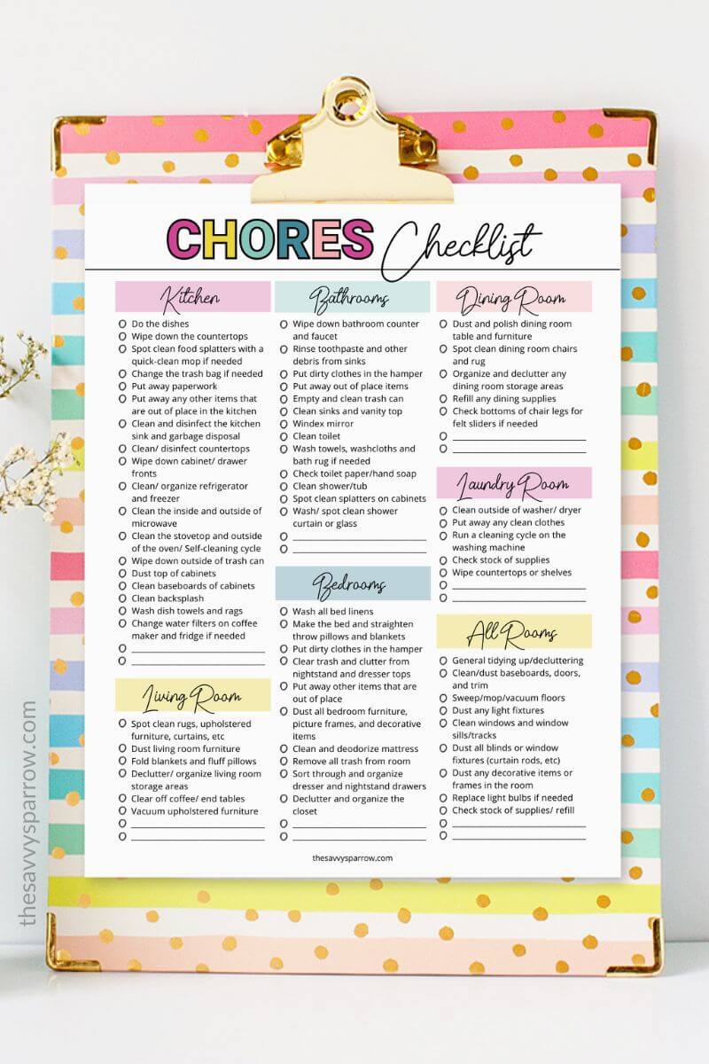 Printable House Chores List