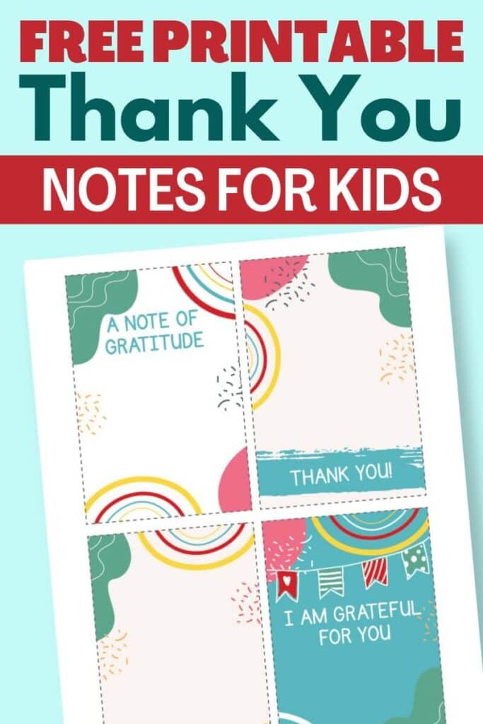 free printable thank you notes for kids