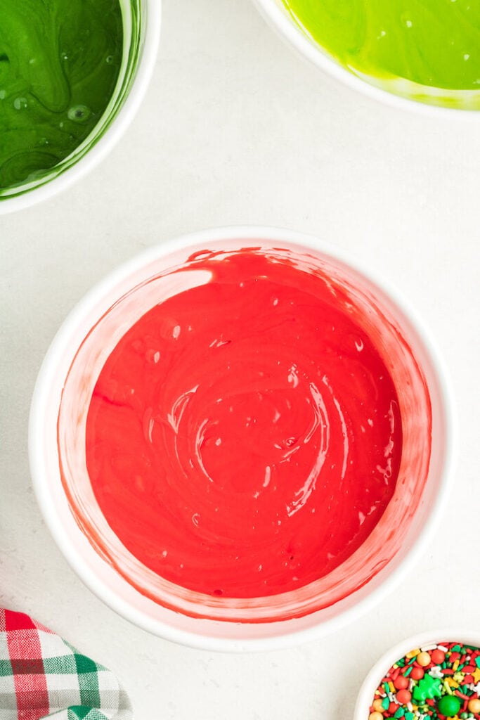 white cake mix batter colored red with food coloring