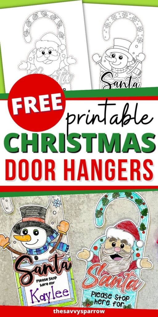 free printable Christmas door hangers collage