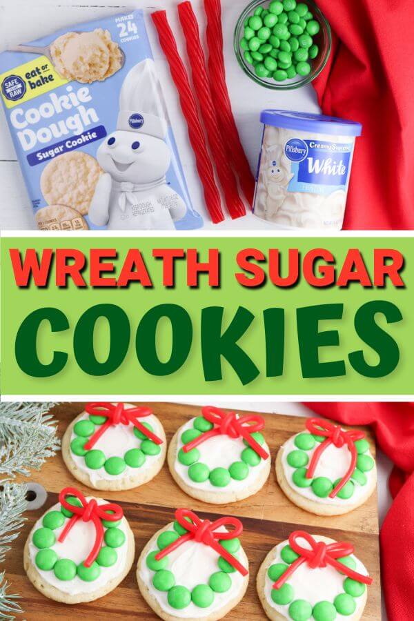 Christmas wreath sugar cookies collage