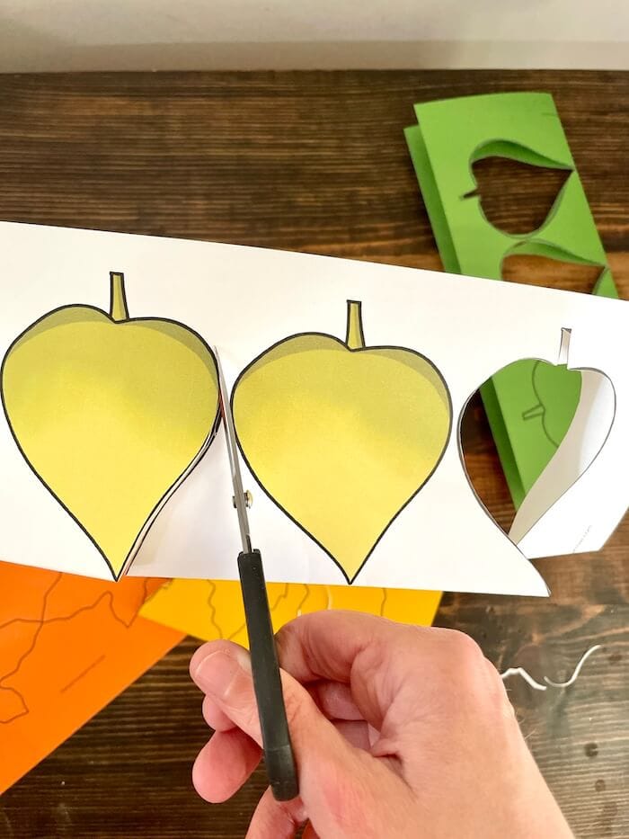 cutting out Fall leaf template