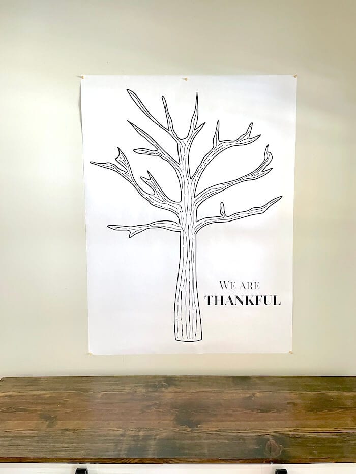 Thankful tree printable on the wall