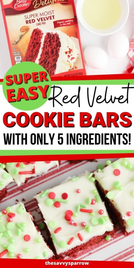 red velvet cake mix cookie bars photo collage