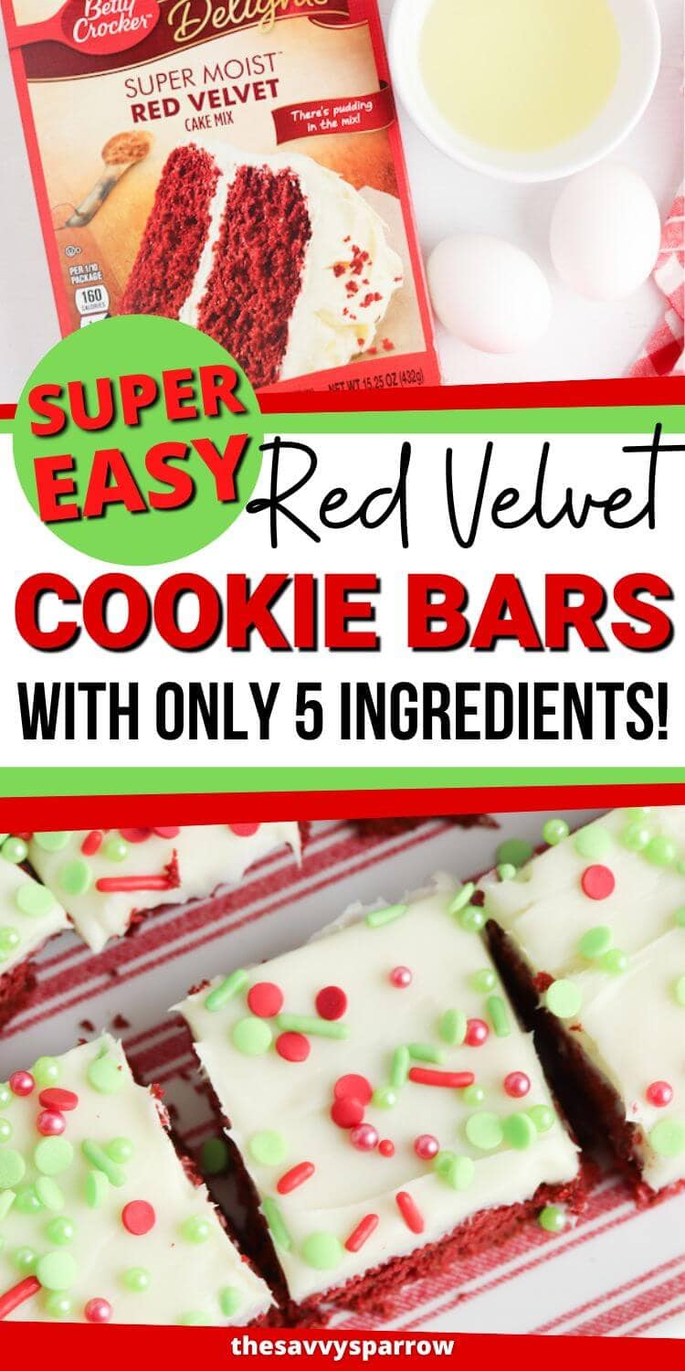 Red Velvet Cake Mix Cookie Bars Easy and Delicious!