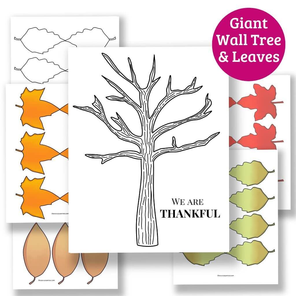 mockup of printable Thankful tree template