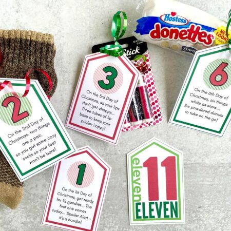 12 days of Christmas gifts for him with gift tags