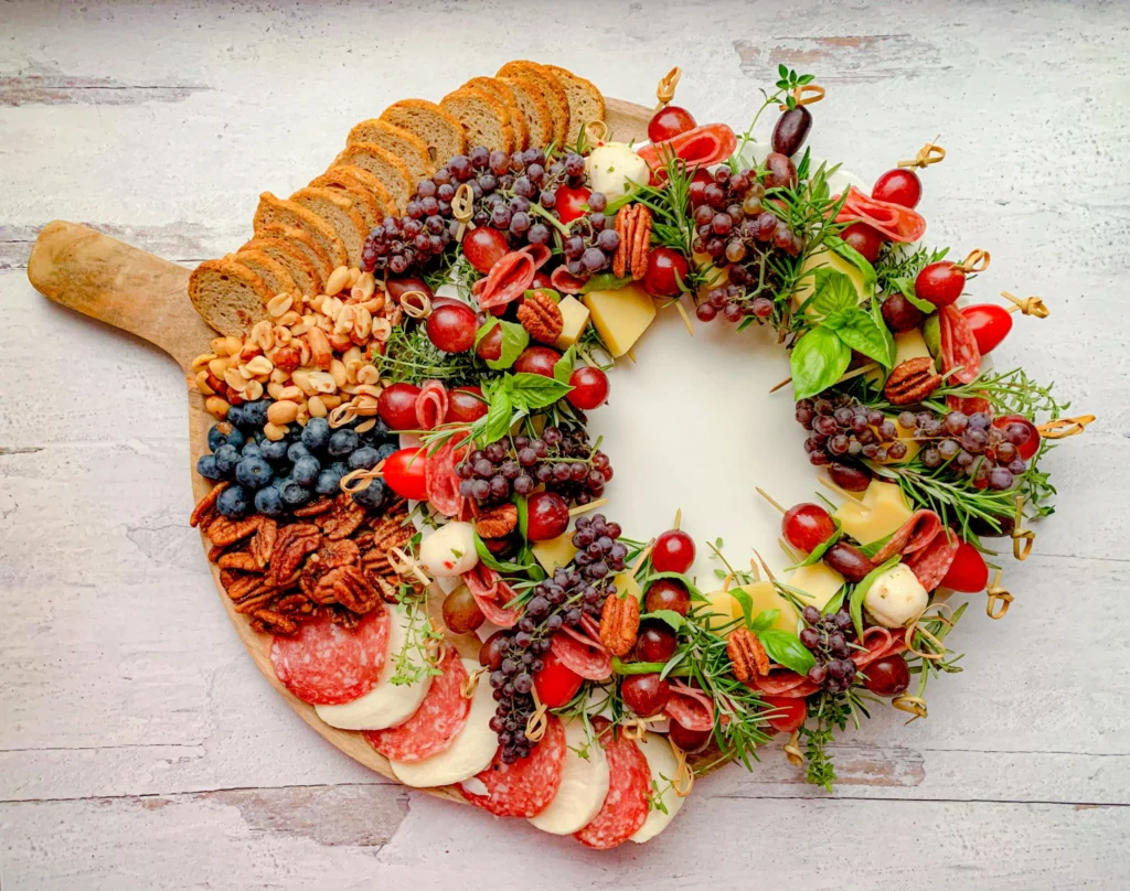 wreath shaped Christmas charcuterie board