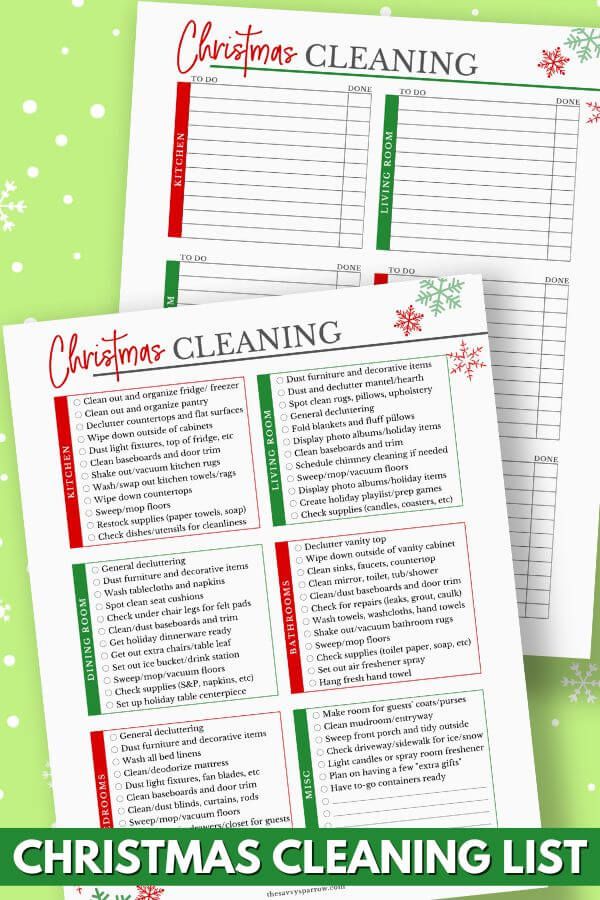 Christmas cleaning checklist PDF