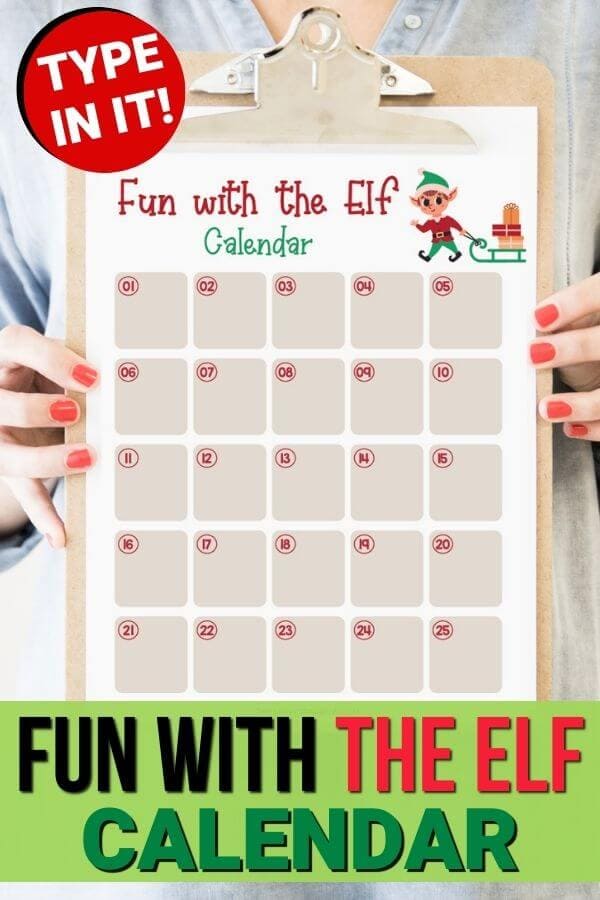 blank Elf on the Shelf calendar template